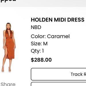 NBD Holden Mini Dress. Color caramel. Size M. Worn Once